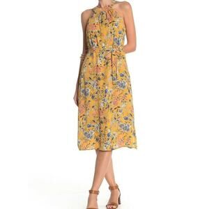 Rowa Dress Women's Size XL Multicolor Floral Print Boho Halter Neck Lightweight